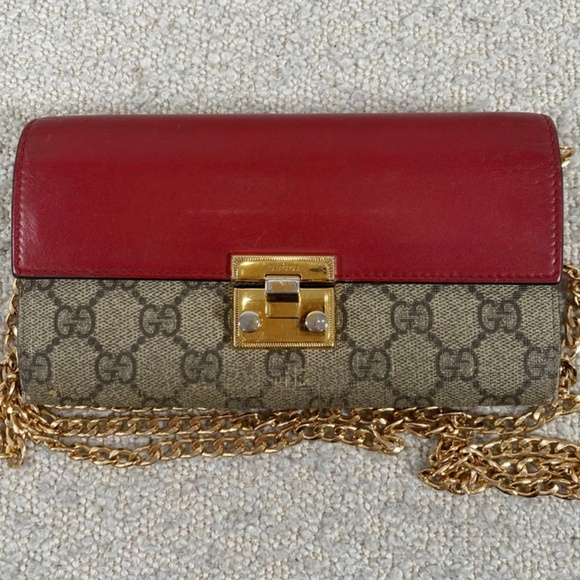 Pre-Owned GUCCI GG Supreme Monogram Moon Calfskin Padlock Continental Wallet - Picture 1 of 16